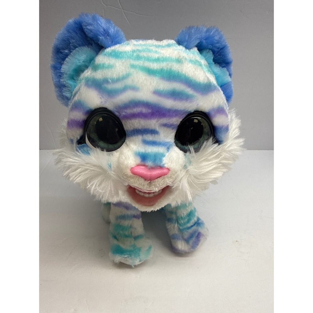 FurReal Friends North the Sabertooth Kitty Interactive Plush Blue Purple Tiger